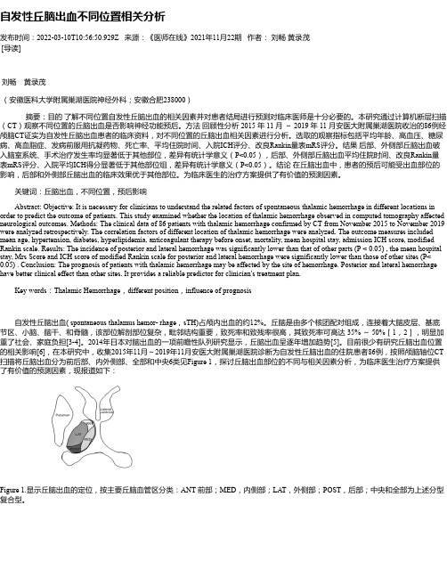 自发性丘脑出血不同位置相关分析