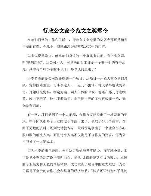 行政公文命令范文之奖惩令