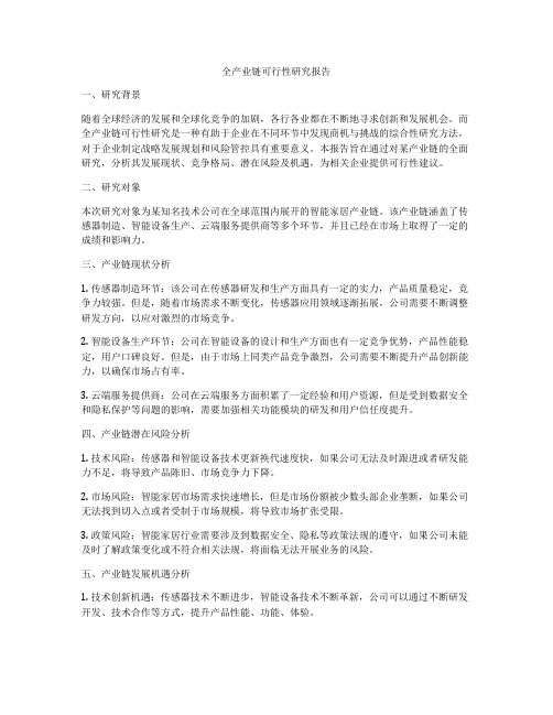 全产业链可行性研究报告