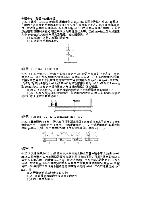 【5年高考3年模拟】2015届高考物理(新课标版)一轮复习课件+14年高考真题专题17 碰撞与动量守恒