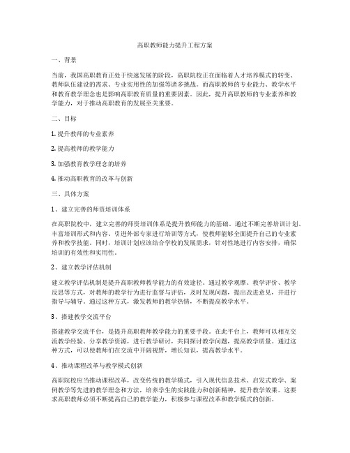 高职教师能力提升工程方案