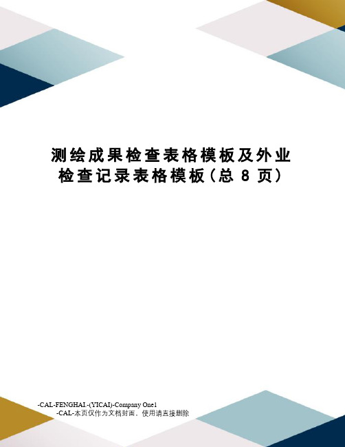 测绘成果检查表格模板及外业检查记录表格模板