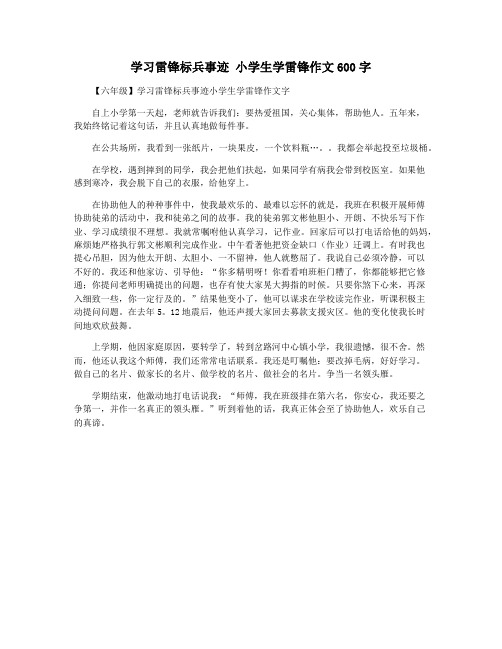 学习雷锋标兵事迹 小学生学雷锋作文600字