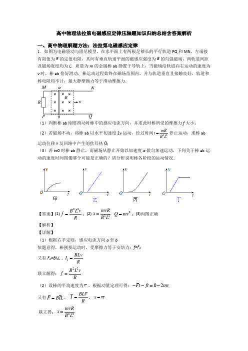 高中物理法拉第电磁感应定律压轴题知识归纳总结含答案解析