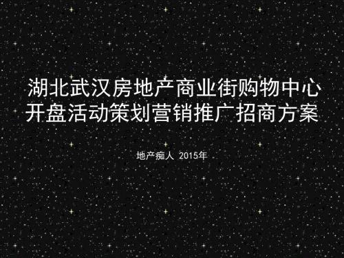 湖北武汉房地产商业街购物中心开盘活动策划营销推广招商方案