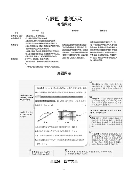 2021新高考物理一轮复习精炼：专题4 曲线运动