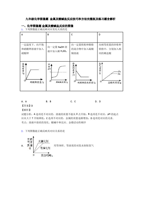 九年级化学图像题 金属及酸碱盐反应技巧和方法完整版及练习题含解析