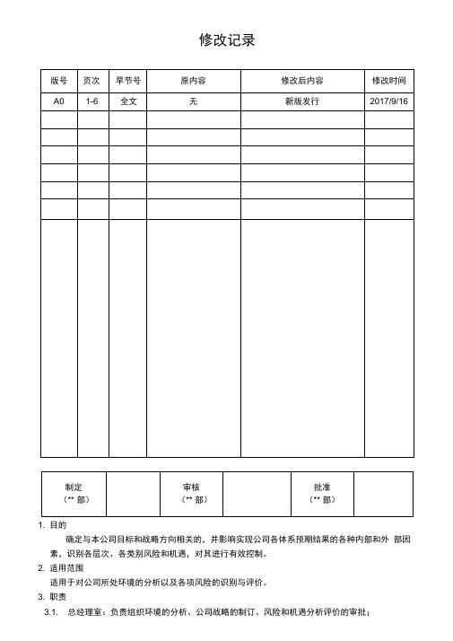 组织环境分析及风险管理程序