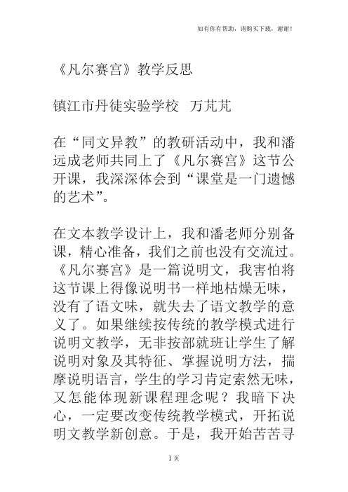 凡尔赛宫教学反思