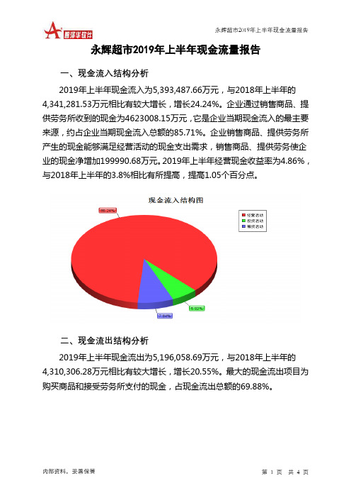 永辉超市2019年上半年现金流量报告