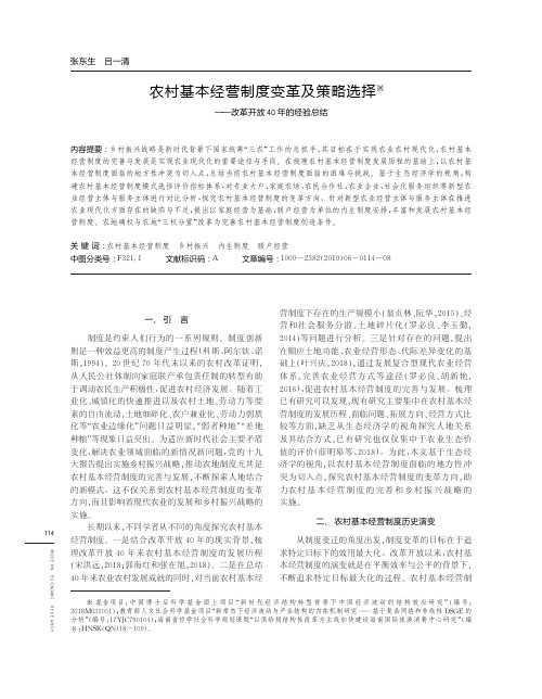 农村基本经营制度变革及策略选择——改革开放40年的经验总结