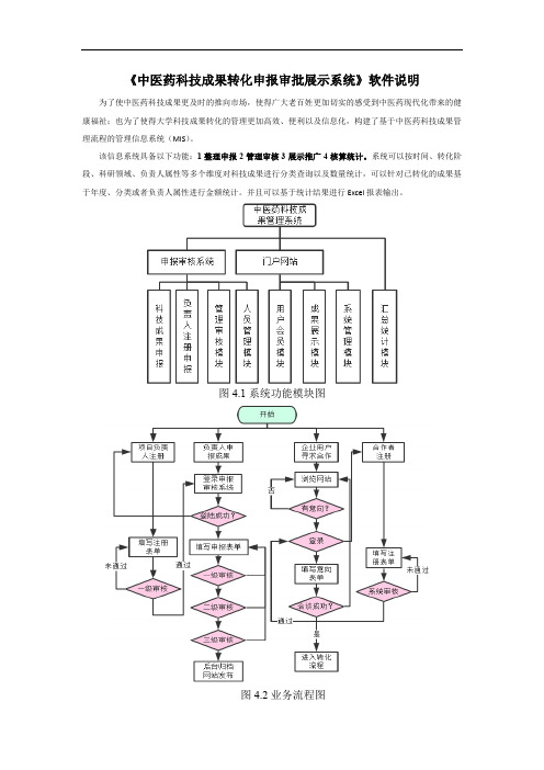 《中医药科技成果转化申报审批展示系统》软件说明