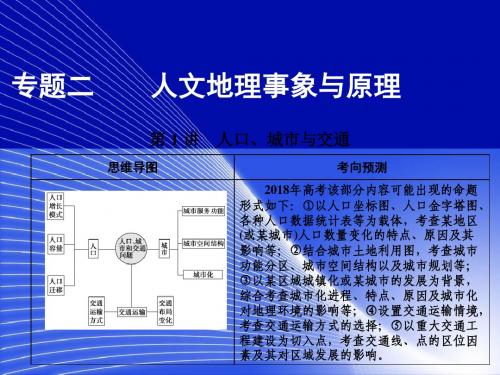 2018年高考地理二轮复习第一部分 专题二 人文地理事象与原理 第1讲 人口、城市与交通