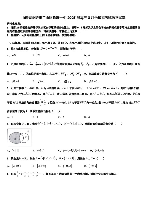 山东省临沂市兰山区临沂一中2025届高三3月份模拟考试数学试题含解析