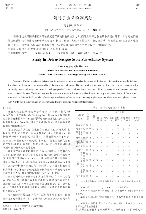 驾驶员疲劳检测系统