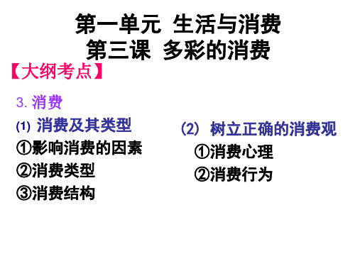 2020一轮复习 经济生活 第一单元 第三课 多彩的消费