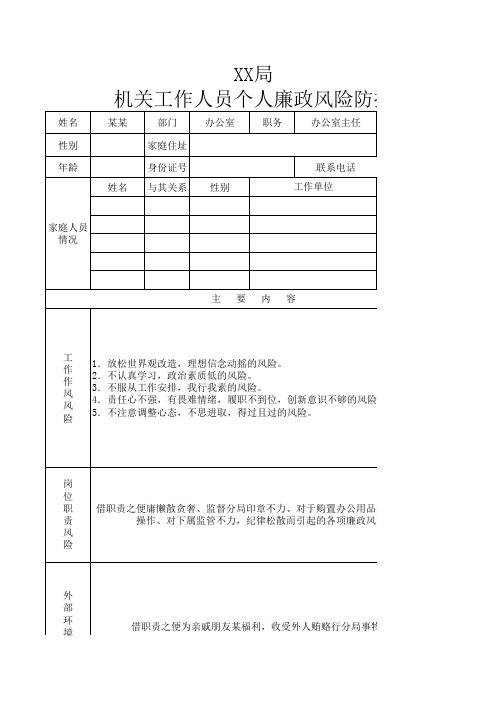 廉政风险点表