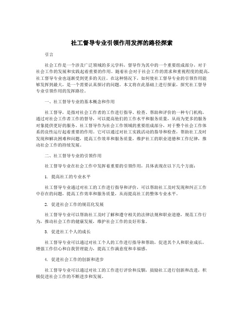 社工督导专业引领作用发挥的路径探索