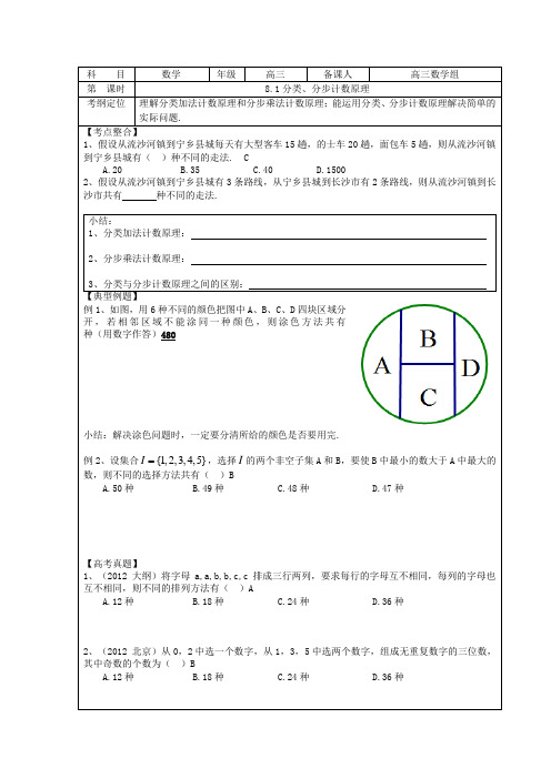 8.1分类、分步计数原理(教师版)