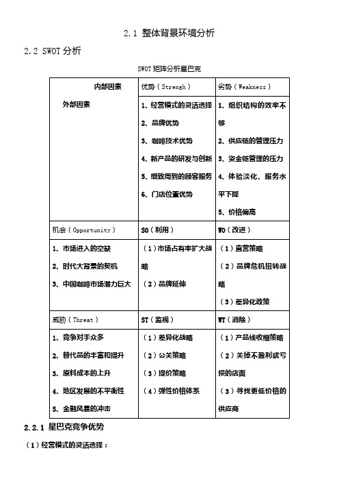 星巴克SWOT分析