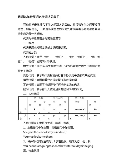 代词九年级英语必考词法总复习