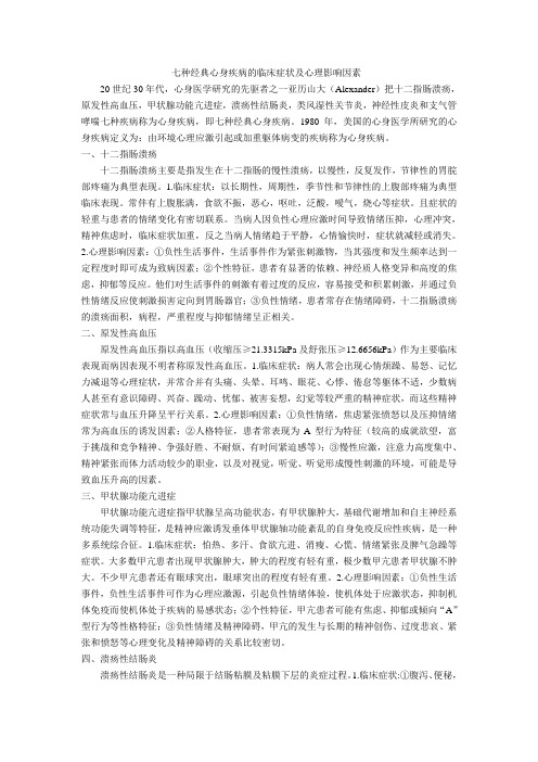 七种经典心身疾病的临床症状及心理影响因素