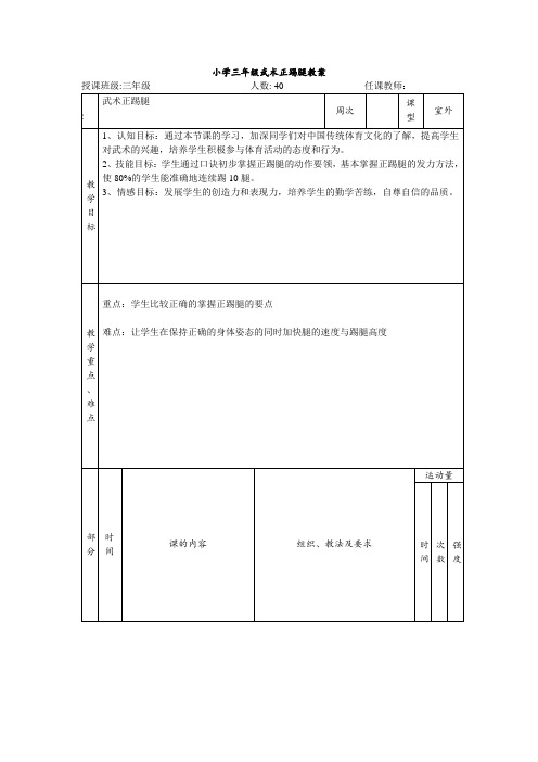 新人教版三至四年级体育下册《体育运动技能 武术  一、武术基本功、基本动作  1.正踢腿》公开课教案_9