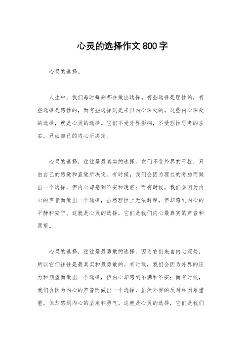 心灵的选择作文800字