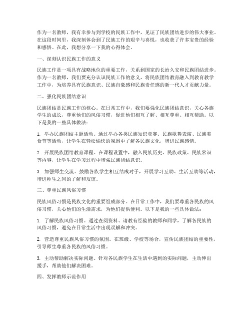 教师民族工作心得体会范文