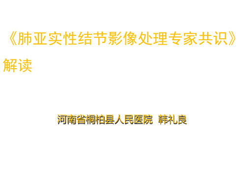 《肺亚实性结节影像处理专家共识》解读课件