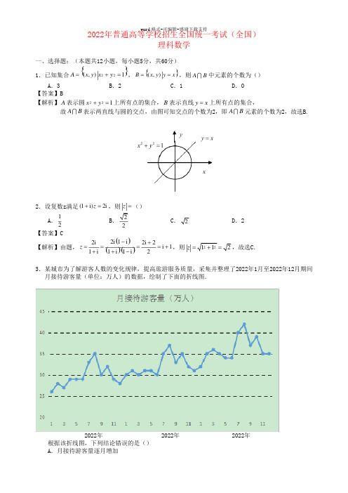 2022年普通高等学校招生全国统一考试数学试题理(全国卷3-参考解析)