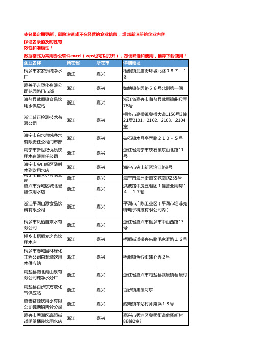 2020新版浙江嘉兴饮用水企业公司名录名单黄页联系方式大全102家