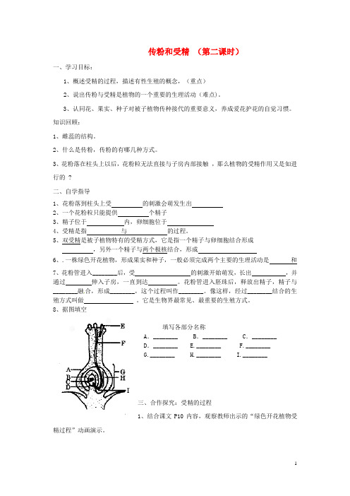 山东省单县希望初级中学八年级生物上册 4.1.2 传粉和