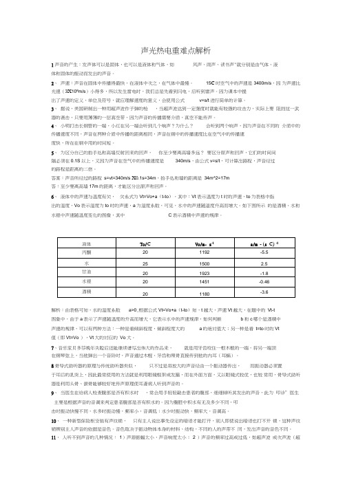 (完整word版)八年级物理上册重难点解析