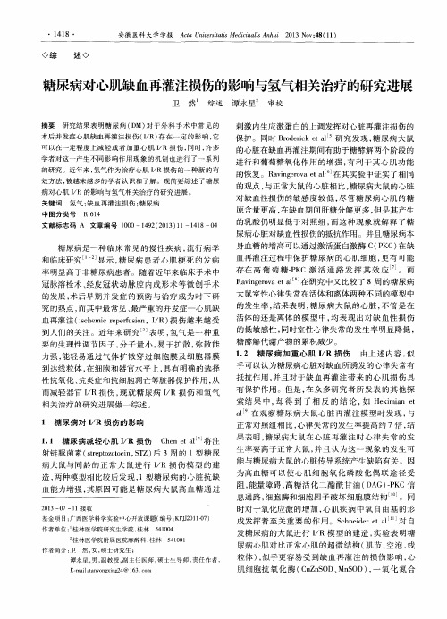 糖尿病对心肌缺血再灌注损伤的影响与氢气相关治疗的研究进展