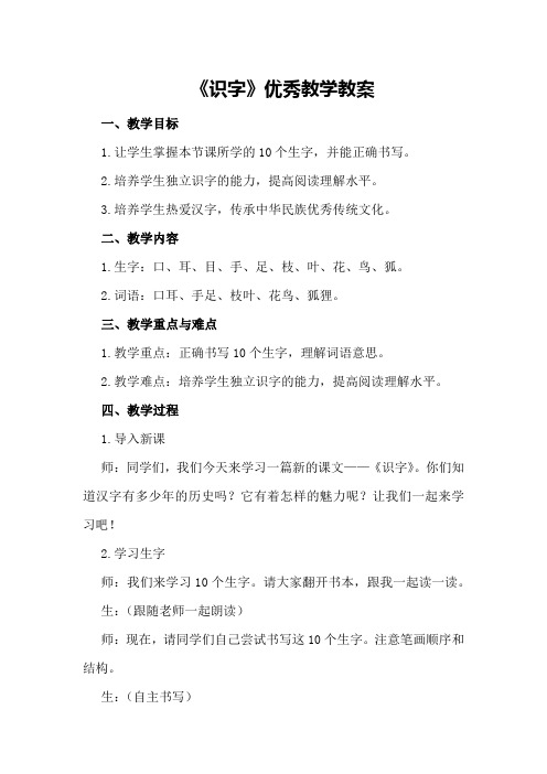 《识字》优秀教学教案