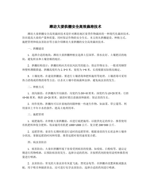 潍坊大姜拱棚安全高效栽培技术