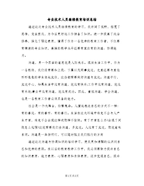 专业技术人员继续教育培训总结（2篇）