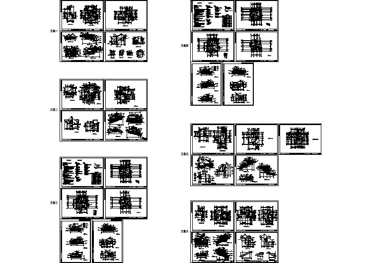 6个三层山地别墅建筑方案设计图纸