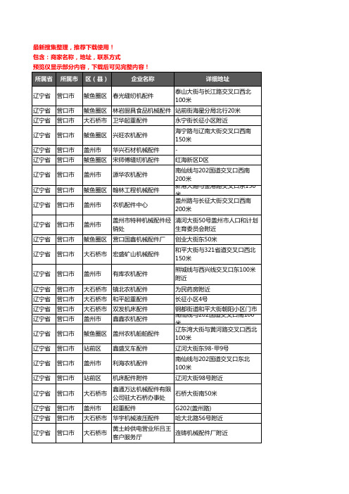 新版辽宁省营口市机械配件企业公司商家户名录单联系方式地址大全29家