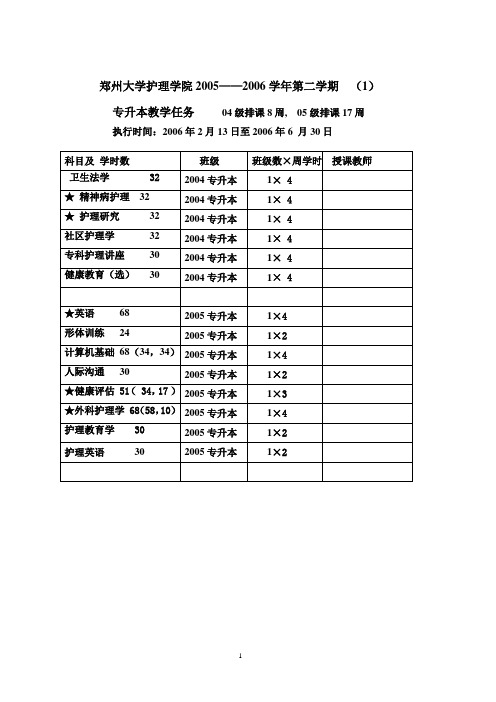 郑州大学护理学院2005——2006学年第二学期(1)