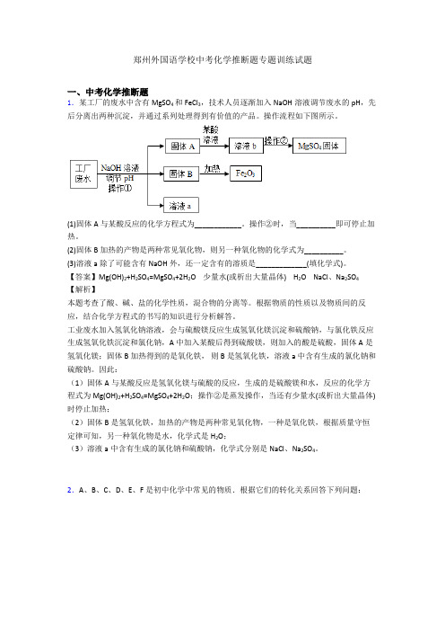 郑州外国语学校中考化学推断题专题训练试题