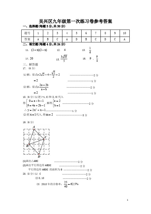 2019年全国各地中考模拟河南省许昌市初三数学一模试卷试题参考答案解析参考答案