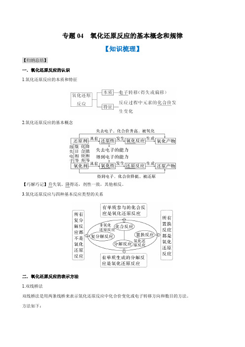 专题04 氧化还原反应的基本概念和规律(知识串讲+专题过关)-2022-2023学年高一化