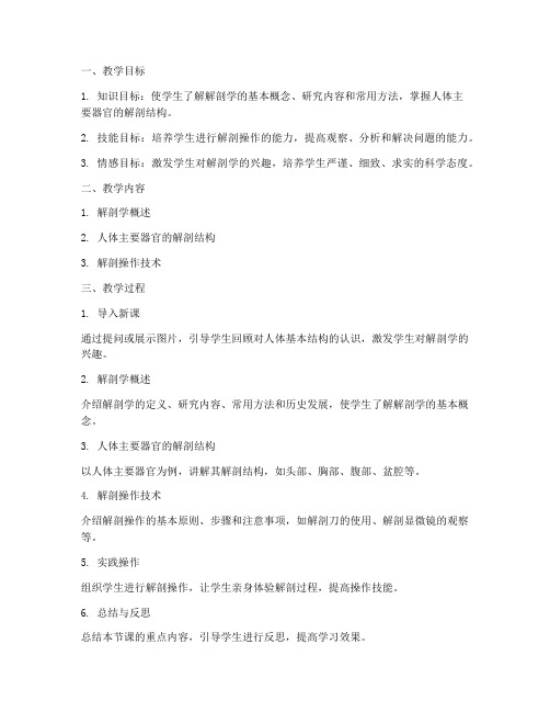 解剖技术课教案模板及范文