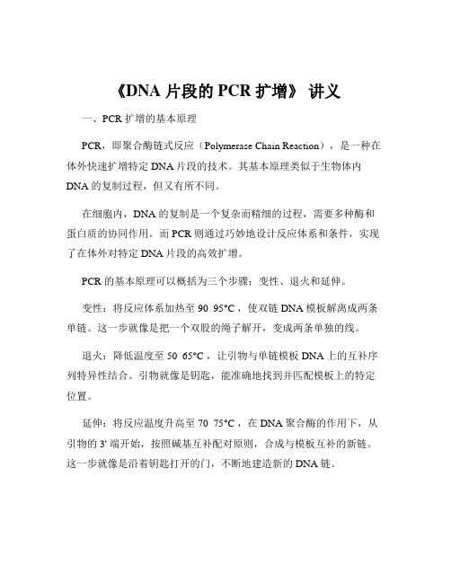 《DNA 片段的 PCR 扩增》 讲义