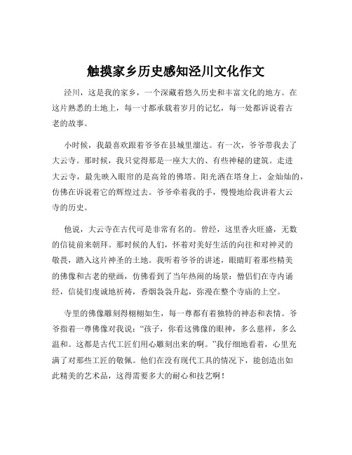 触摸家乡历史感知泾川文化作文