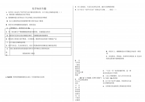 高考化学常识化学与生活专题训练