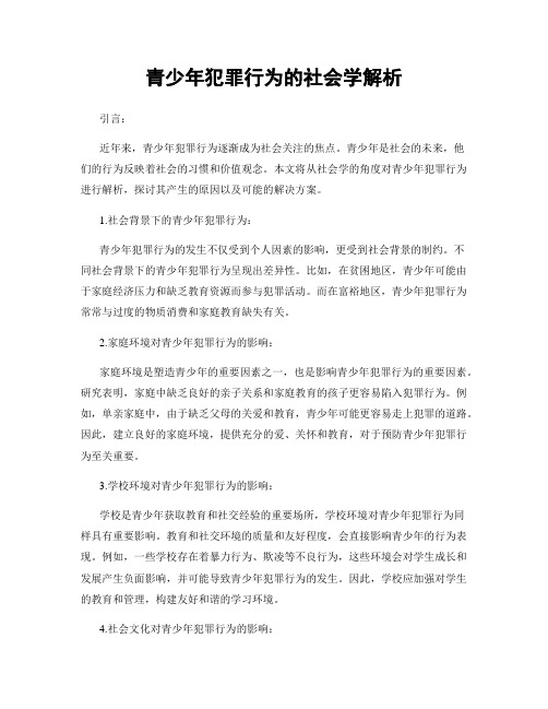 青少年犯罪行为的社会学解析