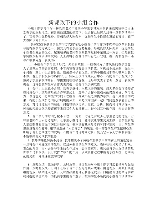 新课改下的小组合作